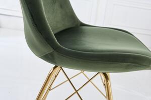 Tmavě zelená sametová židle Scandinavia