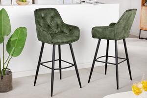 Barová židle MALANO zelená samet NÁBYTEK | Jídelní prostory | Barové židle