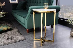 Odkládací stolek ELEGANCE GOLD 40 CM bílý mramorový vzhled Nábytek | Doplňkový nábytek | Odkládací stolky