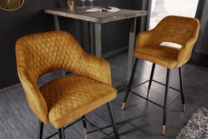 Barová židle PARIS tmavě žlutá samet Nábytek | Jídelní prostory | Barové židle