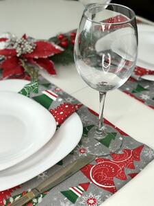 Vánoční prostírání na stůl 30x45 CM barevné vánoční symboly na šedém podkladu skladem