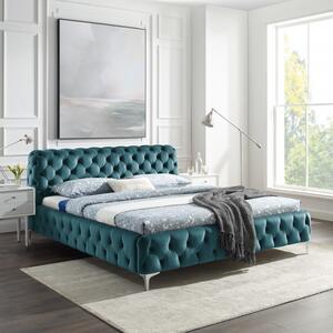 Zelenomodrá sametová postel Modern Barock 180x200 cm