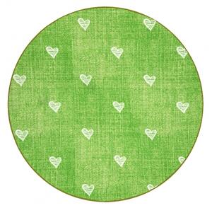 Balta Dětský kulatý koberec HEARTS Srdíčka Zelený Rozměr: průměr 100 cm