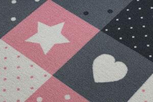Balta Dětský kulatý koberec STARS Hvězdy Růžový Šedý Rozměr: průměr 100 cm