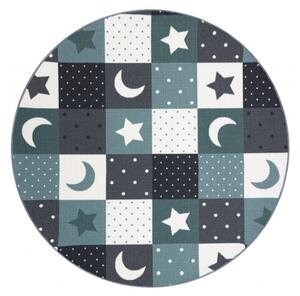 Balta Dětský kulatý koberec STARS Hvězdy Modrý Šedý Rozměr: průměr 100 cm