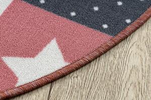 Balta Dětský kulatý koberec STARS Hvězdy Růžový Šedý Rozměr: průměr 100 cm