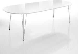 Rozkládací jídelní stůl oválný ELEGANT 170-270cm TOMASUCCI (barva - lesklý bílý, nerezové nohy)
