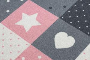 Balta Dětský kusový koberec STARS Hvězdy Růžový Šedý Rozměr: 100x150 cm