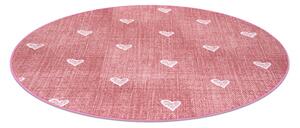 Balta Dětský kulatý koberec HEARTS Srdíčka Růžový Rozměr: průměr 200 cm