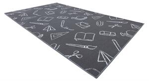 Balta Dětský kusový koberec SCHOOL Škola, sešit, tužka, pravítko, pouzdro, šedý Rozměr: 300x300 cm