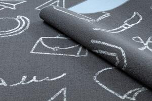 Balta Dětský kusový koberec SCHOOL Škola, sešit, tužka, pravítko, pouzdro, šedý Rozměr: 200x200 cm