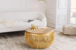 Konferenční stolek LEAF 80 CM zlatý / masiv mango Nábytek | Obývací pokoj | Konferenční stolky | Všechny konferenční stolky