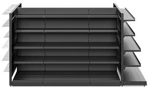 Regálová sestava do prodejny - ostrůvek s perforovaným panelem 193x363x129 - 5 polic