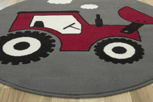 Balta Kulatý dětský koberec Luna Kids 534457/51915 Traktor červený šedý Rozměr: průměr 120 cm