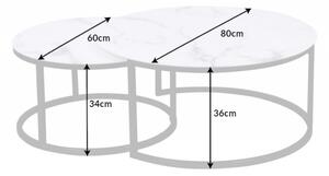 2SET konferenční stolek ELEGANCE BLACK 80/60 CM bílý mramorový vzhled Nábytek | Obývací pokoj | Konferenční stolky | Všechny konferenční stolky