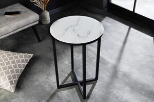 Odkládací stolek ELEGANCE BLACK 40 CM bílý mramorový vzhled Nábytek | Doplňkový nábytek | Odkládací stolky