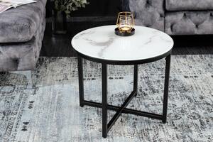 Odkládací stolek ELEGANCE BLACK 50 CM bílý mramorový vzhled Nábytek | Doplňkový nábytek | Odkládací stolky