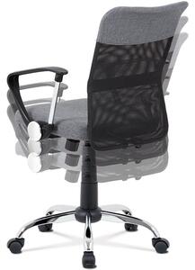 Dětská kancelářská židle na kolečkách KOBO – s područkami, síťovaný opěrák, šedá