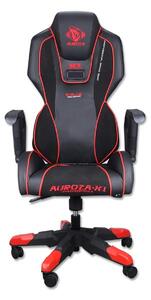 Herní židle E-Blue Auroza II – černá/červená, umělá kůže/semiš, podsvícená