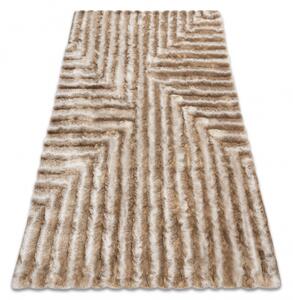 Makro Abra Kusový shaggy koberec FLIM 010-B1 Geometrický vzor béžový Rozměr: 120x160 cm