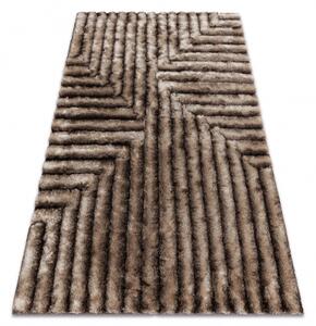 Makro Abra Kusový shaggy koberec FLIM 010-B7 Geometrický vzor hnědý Rozměr: 120x160 cm