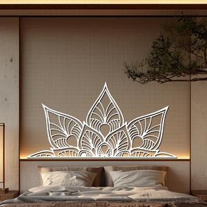 Dřevo života | Dřevěná mandala k posteli KVET | Rozměry (cm): 90x46 | Barva: Bílá