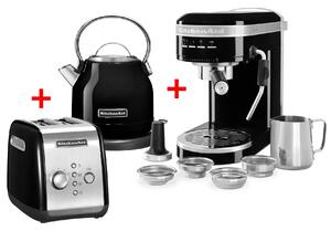 Výhodný set kávovar, toustovač, rychlovarná konvice, černá KitchenAid (barva-černá)
