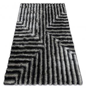 Makro Abra Kusový shaggy koberec FLIM 010-B3 Geometrický vzor černý šedý Rozměr: 80x150 cm