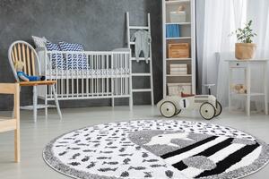 Makro Abra Kulatý dětský koberec JOY Mrož šedý krémový Rozměr: průměr 120 cm