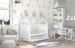 BabyBeds Dětská postýlka domeček ANIA 120x60 bílá včetně matrace Úložný prostor: Ano, chci úložný prostor
