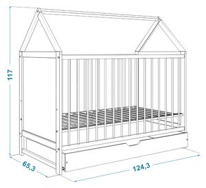 BabyBeds Dětská postýlka domeček ANIA 120x60 borovice včetně matrace Úložný prostor: Ne, bez úložného prostoru