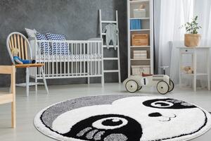 Makro Abra Kulatý dětský koberec JOY Panda šedý krémový Rozměr: průměr 140 cm
