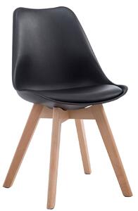 Židle Borne V2 plast / koženka, dřevené nohy natura - Černá