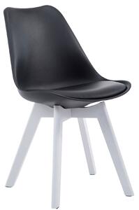 Židle Borne V2 plast / koženka, dřevené nohy bílá - Černá