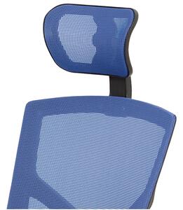 Kancelářská židle na kolečkách BOLSTER – modrá, s podhlavníkem a područkami