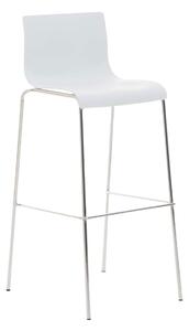 Barová židle Hoover ~ plast, kovové nohy chrom - Bílá