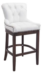 Barová židle Buckingham ~ kůže, dřevěné nohy tmavá antik - Bílá