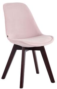 Židle Borne V2 ~ samet, dřevené nohy ořech - Ružová