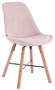 Židle Laffont ~ samet, dřevěné nohy natura - Ružová