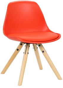 Dětská židle Nakoni ~ plast, dřevěné nohy natura - Červená