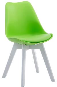 Židle Borne V2 plast / koženka, dřevené nohy bílá - Zelená