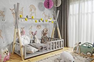 BabyBeds Dětská postel WIGWAM TIPI Velikost postele: 160x80 cm, Barevné provedení: Borovice a šedá, Úložný prostor: Ne