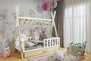 BabyBeds Dětská postel WIGWAM TIPI Velikost postele: 160x80 cm, Barevné provedení: Borovice a bílá, Úložný prostor: Ano