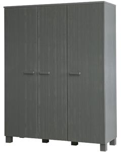Šatní skříň Dennis - 3 dveřová - tmavě šedá barva WOOOD