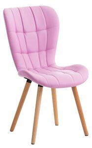 Židle Elda ~ koženka, dřevěné nohy natura - Ružová