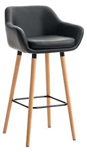 Barová židle Grant ~ koženka, dřevěné nohy natura - Černá