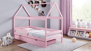 BabyBeds Dětská postel z masivu domeček růžová Velikost postele: 160x80 cm, Úložný prostor: Bez úložného prostoru