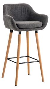 Barová židle Grant ~ látka, dřevěné nohy natura - Světle šedá