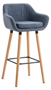 Barová židle Grant ~ látka, dřevěné nohy natura - Modrá