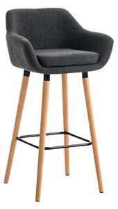 Barová židle Grant ~ látka, dřevěné nohy natura - Tmavě šedá